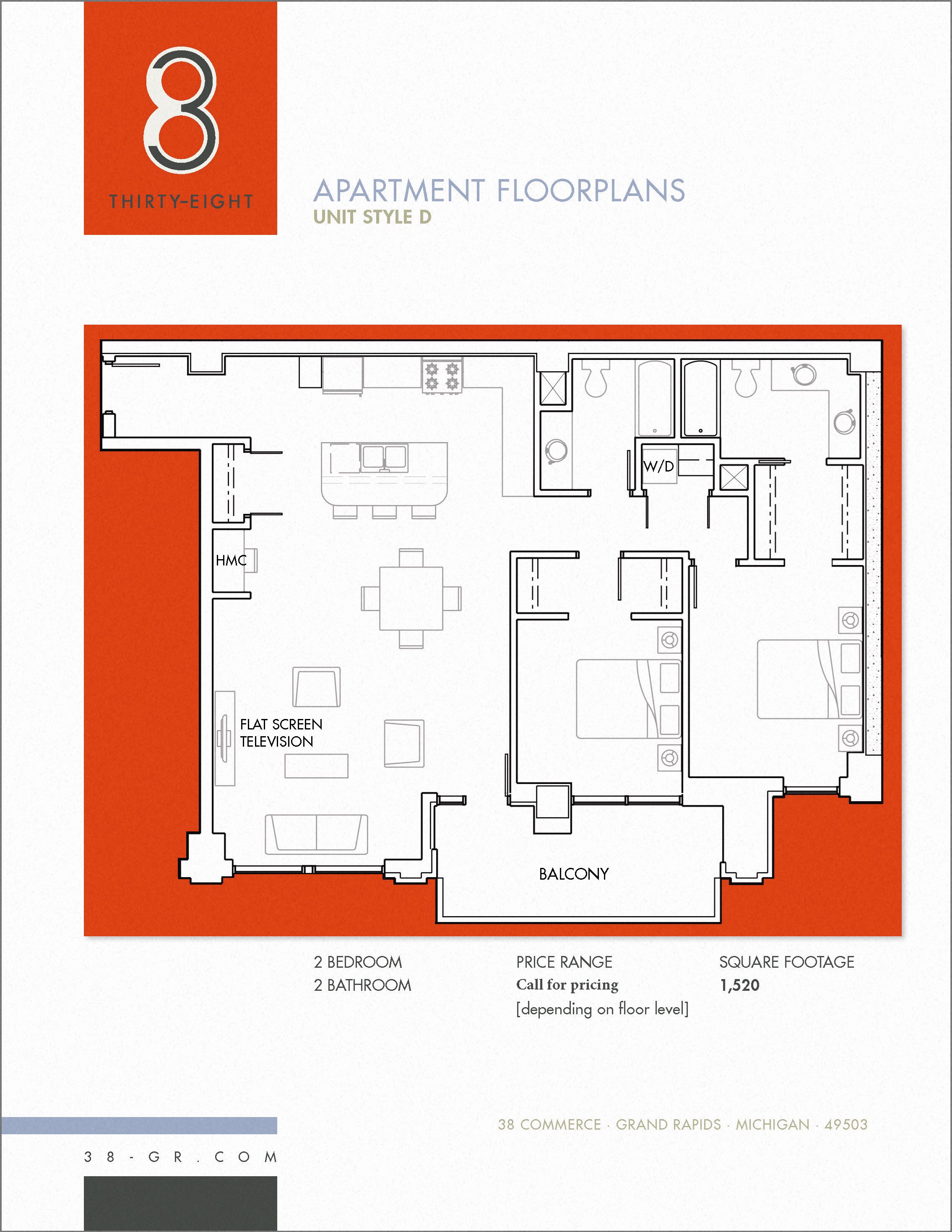38 Commerce Apartments Downtown Grand Rapids Floor Plan D 38 Commerce Apartments Downtown Grand Rapids Floor Plan D